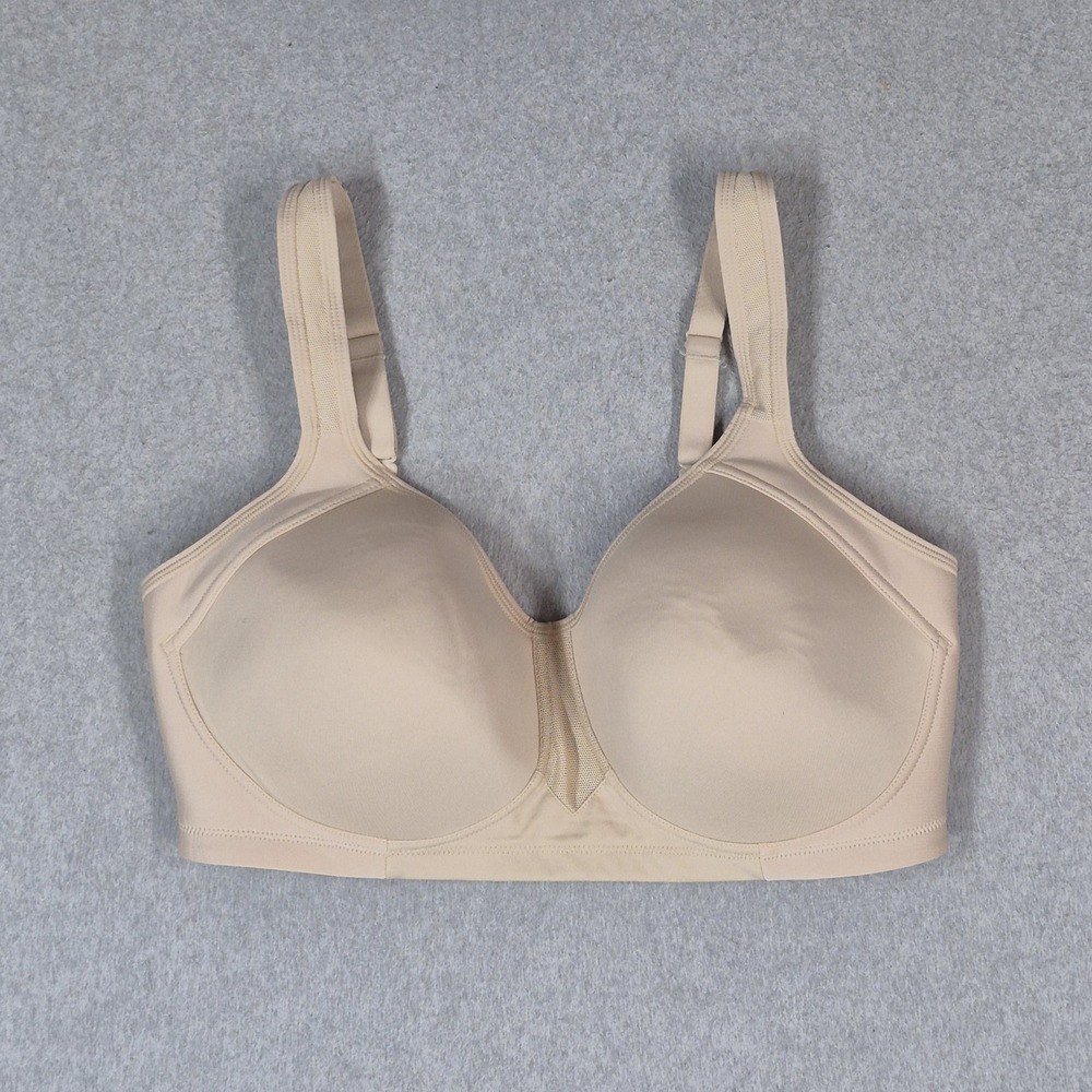 Vanity Fair Women Bra 36DD Beige Adjustable Strap Wireless Mesh Wide